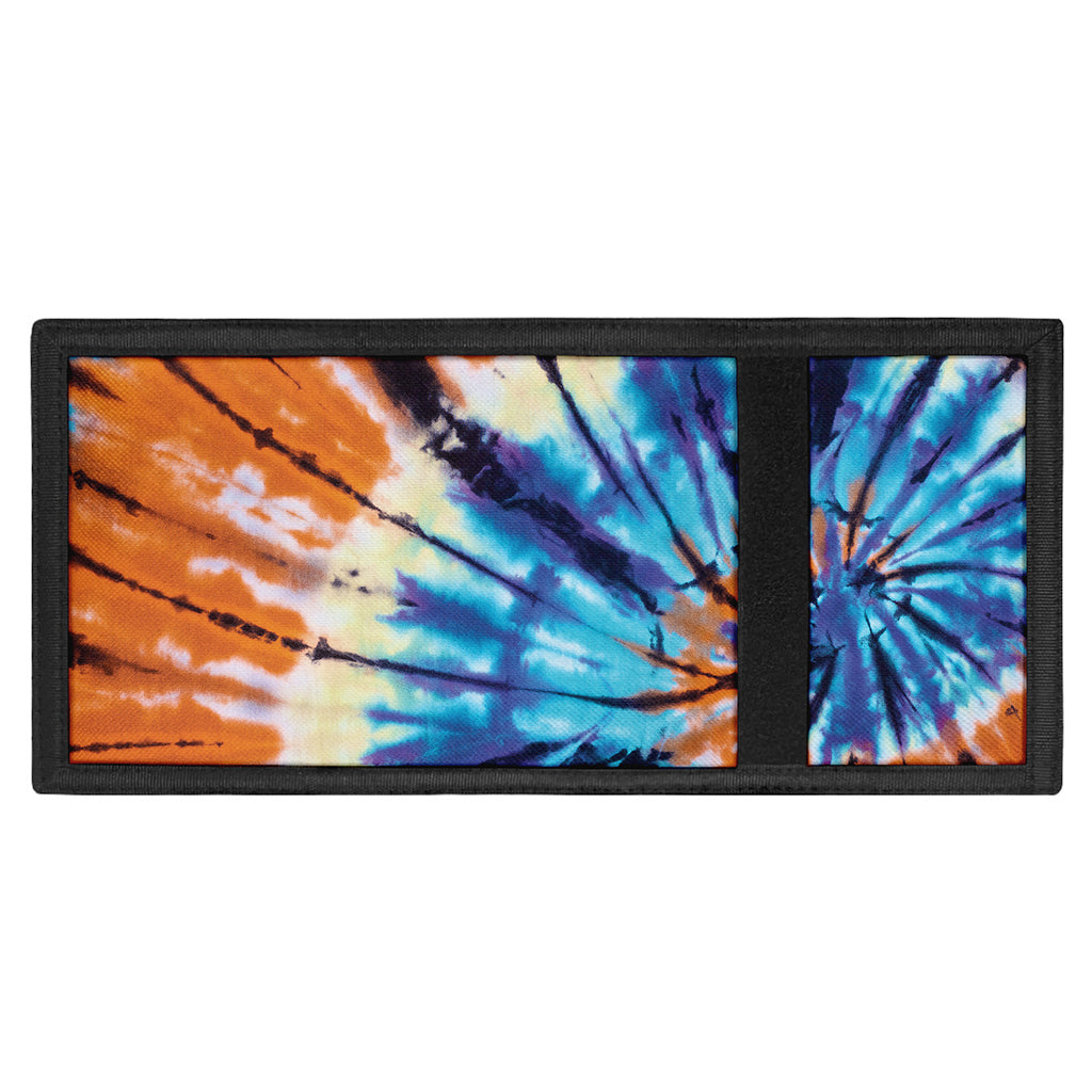Blue And Orange Tie Dye Print Trifold Wallet