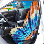 Blue And Orange Tie Dye Print Waterproof Car Seat Cover