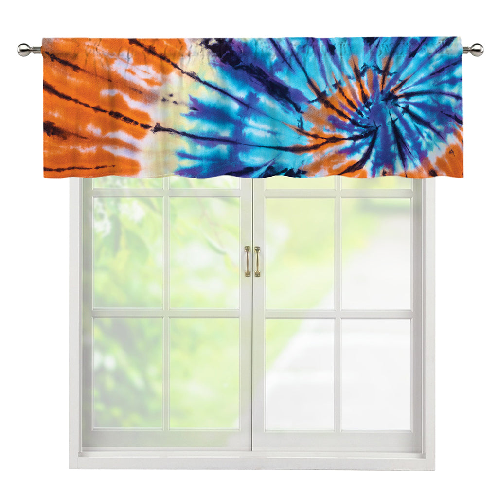 Blue And Orange Tie Dye Print Window Valance