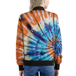Blue And Orange Tie Dye Print Women's Bomber Jacket