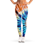 Blue And Orange Tie Dye Print Women's Leggings