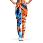 Blue And Orange Tie Dye Print Women's Leggings