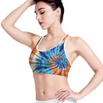 Blue And Orange Tie Dye Print Women's Sports Bra
