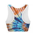Blue And Orange Tie Dye Print Women's Sports Bra
