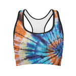 Blue And Orange Tie Dye Print Women's Sports Bra