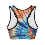 Blue And Orange Tie Dye Print Women's Sports Bra