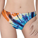Blue And Orange Tie Dye Print Women's Thong
