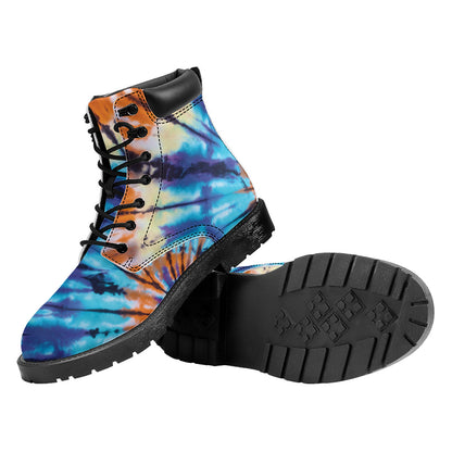 Blue And Orange Tie Dye Print Work Boots