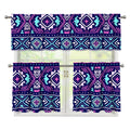 Blue And Pink Aztec Pattern Print 3 Piece Kitchen Curtains