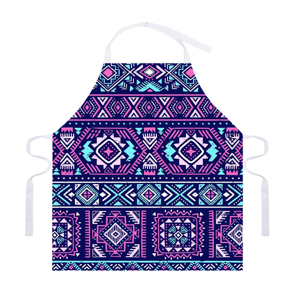 Blue And Pink Aztec Pattern Print Adjustable Apron