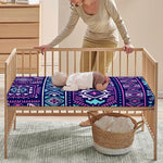 Blue And Pink Aztec Pattern Print Baby Crib Sheet