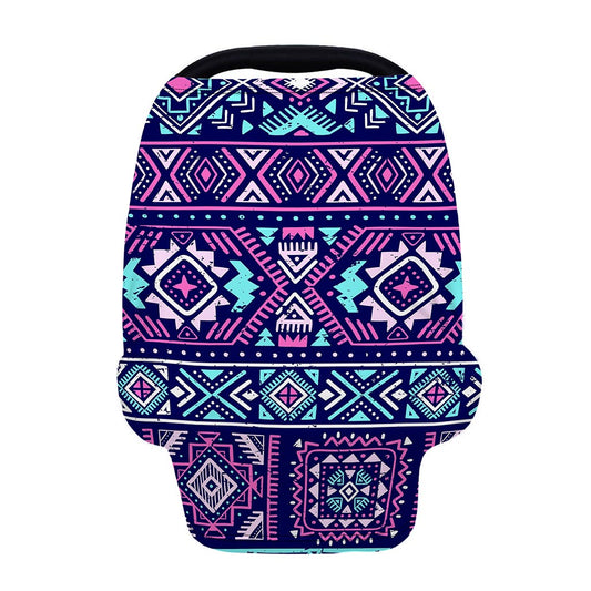 Blue And Pink Aztec Pattern Print Baby Seat Cover