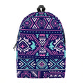 Blue And Pink Aztec Pattern Print School Backpack