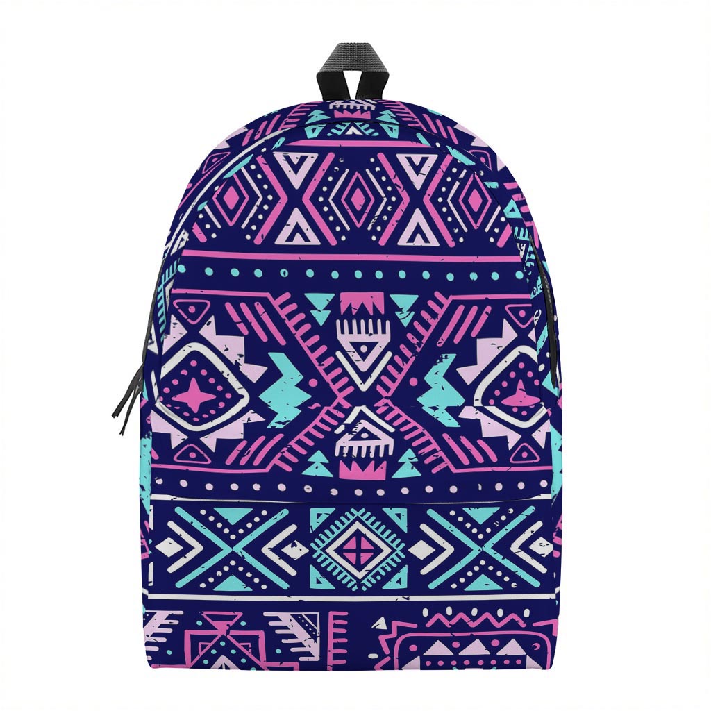 Blue And Pink Aztec Pattern Print Backpack