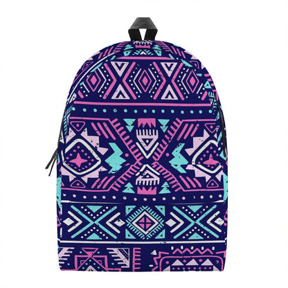 Blue And Pink Aztec Pattern Print Backpack
