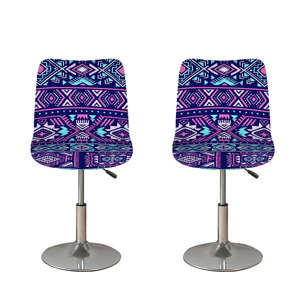 Blue And Pink Aztec Pattern Print Bar Stool Covers
