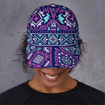 Blue And Pink Aztec Pattern Print Baseball Cap