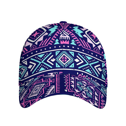 Blue And Pink Aztec Pattern Print Baseball Cap
