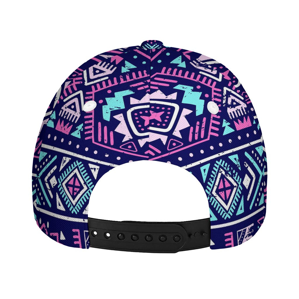 Blue And Pink Aztec Pattern Print Baseball Cap