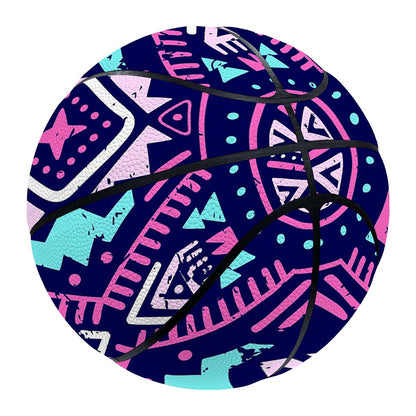 Blue And Pink Aztec Pattern Print Basketball