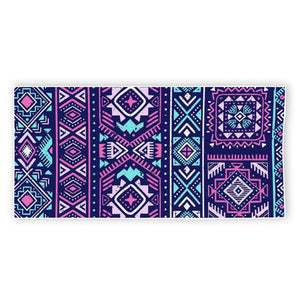 Blue And Pink Aztec Pattern Print Beach Towel