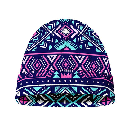 Blue And Pink Aztec Pattern Print Beanie