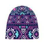 Blue And Pink Aztec Pattern Print Beanie