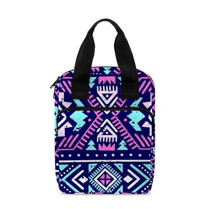 Blue And Pink Aztec Pattern Print Bible Tote Bag