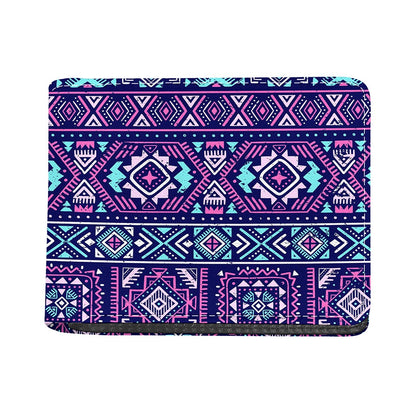 Blue And Pink Aztec Pattern Print Bifold Wallet