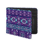 Blue And Pink Aztec Pattern Print Bifold Wallet