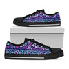 Blue And Pink Aztec Pattern Print Black Low Top Sneakers