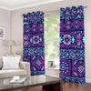 Blue And Pink Aztec Pattern Print Blackout Grommet Curtains