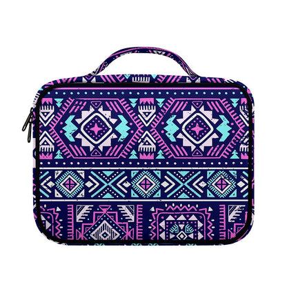 Blue And Pink Aztec Pattern Print Briefcase Bible Bag