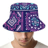 Blue And Pink Aztec Pattern Print Bucket Hat