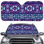 Blue And Pink Aztec Pattern Print Car Windshield Sun Shade