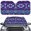 Blue And Pink Aztec Pattern Print Car Windshield Sun Shade