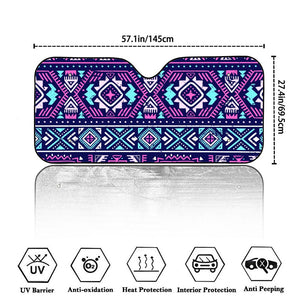 Blue And Pink Aztec Pattern Print Car Windshield Sun Shade