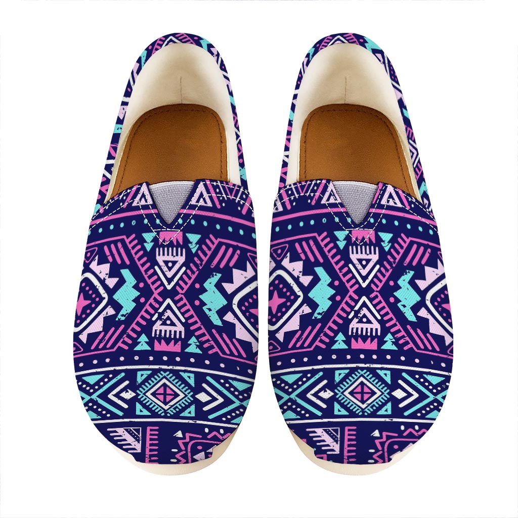 Blue And Pink Aztec Pattern Print Casual Shoes