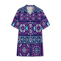 Blue And Pink Aztec Pattern Print Cotton Hawaiian Shirt