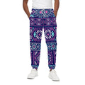 Blue And Pink Aztec Pattern Print Cotton Sweatpants