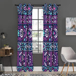 Blue And Pink Aztec Pattern Print Curtain