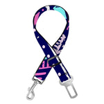 Blue And Pink Aztec Pattern Print Dog Seat Belt
