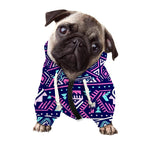 Blue And Pink Aztec Pattern Print Dog Zip Up Hoodie