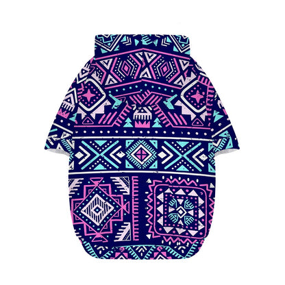 Blue And Pink Aztec Pattern Print Dog Zip Up Hoodie