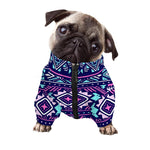 Blue And Pink Aztec Pattern Print Dog Zip Up Jacket