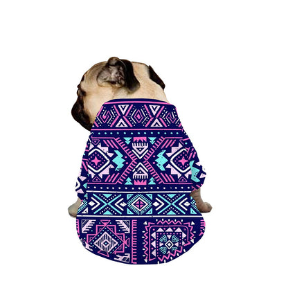 Blue And Pink Aztec Pattern Print Dog Zip Up Jacket
