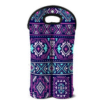 Blue And Pink Aztec Pattern Print Double Neoprene Wine Tote