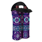 Blue And Pink Aztec Pattern Print Double Neoprene Wine Tote