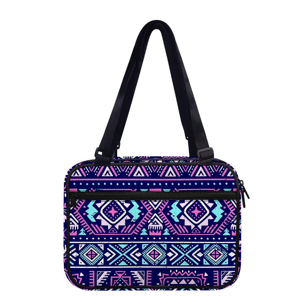 Blue And Pink Aztec Pattern Print Double Strap Bible Bag