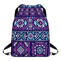 Blue And Pink Aztec Pattern Print Drawstring Backpack